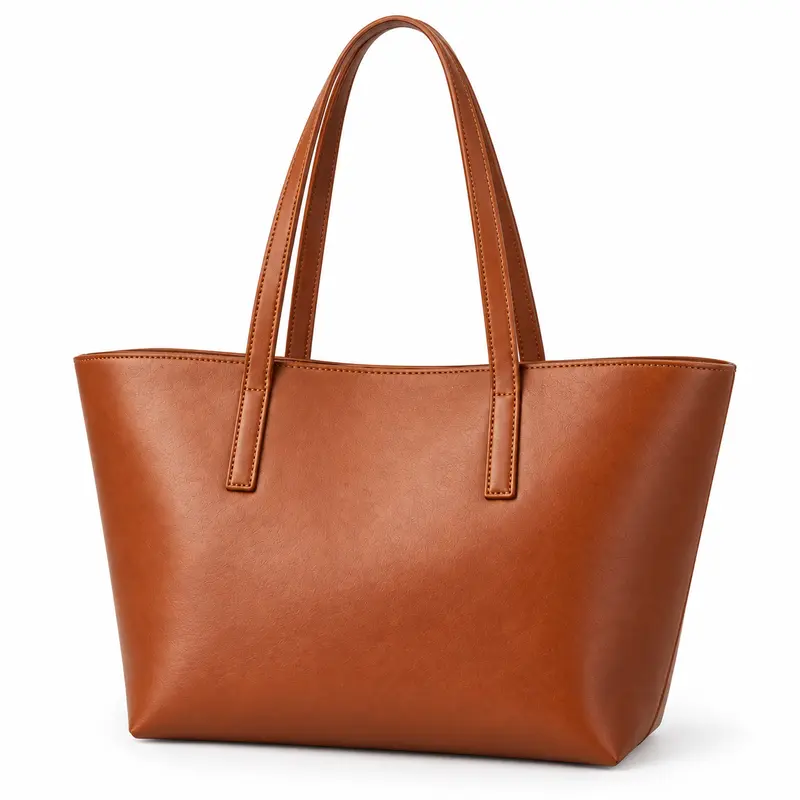 Cognac leather carryall tote